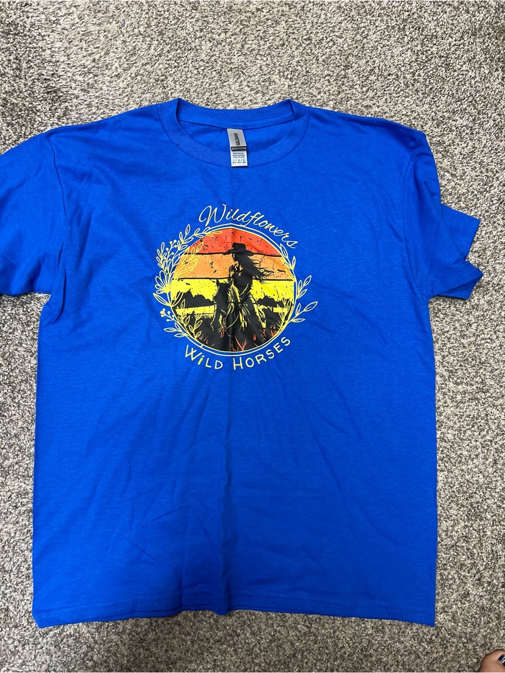 Wildflowers Wild Horses Graphic T‑Shirt - Blue